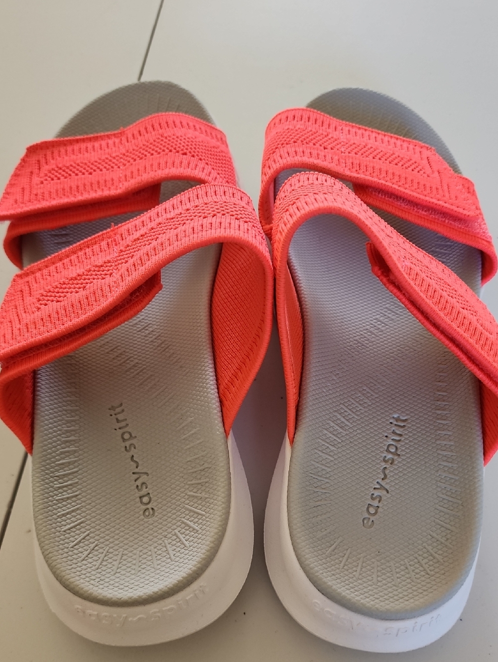 Easy Spirit Neon Coral Slide Sandals